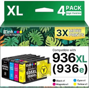 E-Z Ink 936XL 936e 936 Ink Cartridges for HP Printers Replacement for HP 936 Ink Cartridges Combo Pack Work with OfficeJet Pro 9125e 9120e 9730e 9130 9135e 9122e 9128e 9110b 9120b 9130b 9130e Printer in Kuwait