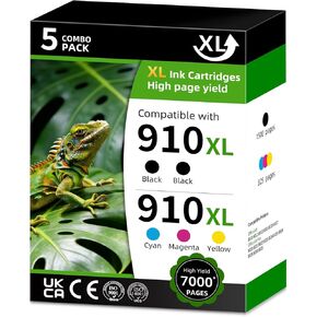 910XL 910 High Yield Ink Cartridge Replacement for HP 910xl Ink Cartridges Combo Pack Compatible with HP OfficeJet 9120OfficeJet 8010 8012 8013 8015 8020 8022 (Black Cyan Magenta Yellow 5 Pack) in Kuwait