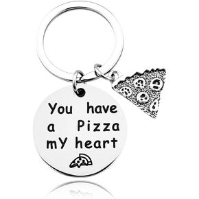 Funny Pizza Keychain for Husband Boyfriend Valentines Day Gifts for Him Her Funny Food Keychain for Pizza Lovers Birthday Foodie Gift Couples Anniversary Present Stainless Steel V-day Keychain Gift in Kuwait