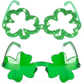 2 PCS St. Patrick's Day Sunglasses for Women Men, Green Clover Irish Shamrock Acrylic Glasses Accessories for Costume Party in Saudi Arabia