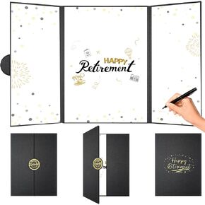 Black Gold Retirement Party Decorations, Officially Retired Alternative Signature Guest Book for Men Women Happy Retirement Gifts Signing Card Board for Retirement Farewell Party Supplies in Saudi Arabia