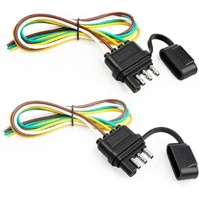 4 دبوس موصل مقطورة (2 حزمة)، 25 بوصة 16 AWG 4 طريقة ذكر مقطورة ضوء المكونات مع غطاء الغبار، مقطورة الجانب استبدال موصل 4 سلك النحاس النقي مقطورة الأسلاك تسخير التمديد in Kuwait