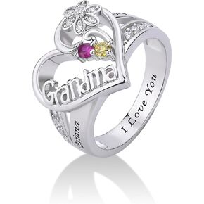 S925 Sterling Silver Grandma Ring Personalized 1-8 Birthstone Rings for Grandma Custom Name Rings for Grandmothers Jewelry for Christmas Mother's Day Gift in Saudi Arabia