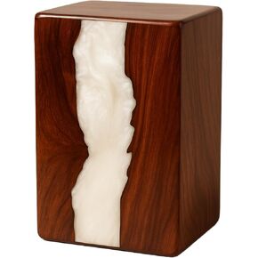 جرة خشبية للرماد البشري، الجرار الخشبية المصنوعة يدويًا للرماد البشري وبقايا الحيوانات الأليفة، الجرار الجنائزية المزخرفة من خشب الورد والراتنج ((صغير - 8 بوصة ارتفاع × 4.75 عرض (115 قدم مكعب/بوصة)) in Kuwait