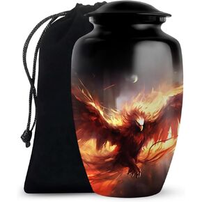 جرة العنقاء للرماد البشري للذكور البالغين - جرة حرق الجثث للرماد البشري للإناث - جرة العنقاء الكبيرة للرجال والنساء البالغين - الجرار المزخرفة للجنازة للأم والأب 10 بوصة in Kuwait