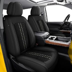 Chevy Chevrolet Silverado Seat Covers GMC Sierra 2007-2026 1500 2500HD 3500HD Trail Boss Z71 Crew Double Extended Cab Waterproof Leather Trucks Seat Covers (Full Set, Black) in Kuwait