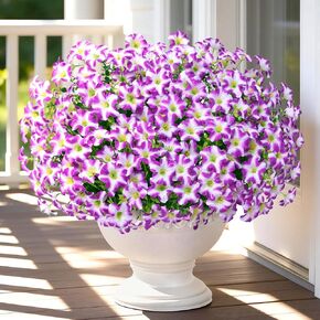 Yastouay Artificial Flowers for Outdoors, 12 Bundles Fake Outdoor Flowers, UV Resistant Artificial Flowers for Decoration, White Realistic Morning Glory Fake Plants for Porch Patio Garden Decor in Kuwait