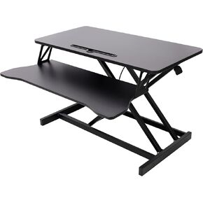 Height Adjustable 31 inch Standing Desk Converter, Sit to Stand Tabletop Monitor and Laptop Riser Platform Workstation with Keyboard Tray (White) in Saudi Arabia