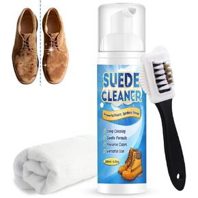 مجموعة تنظيف الجلد السويدي، منظف أحذية جلد الغزال وجلد النوبوك بدون شطف بوزن 6.76 أونصة مع فرشاة ومنشفة، يزيل الأوساخ والبقع in Kuwait