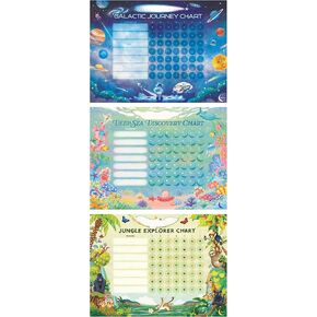 Kids Chore & Routine Reward Chart Set – 3 Themed 7-Day Charts with 147 Stickers (Space, Ocean, Jungle) – Gentle Behavior & Goal Tracker by Saisu – Ages 3+ in Saudi Arabia