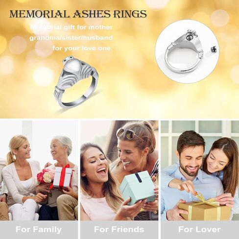 Heart Urn Rings for Ashes for Women Crown Promise Cremation Ring Hold Loved Ones Ashes Keepsake Memorial Jewelry Cremation Jewelry Ashes Locket Holding Love in Hand in Saudi Arabia
