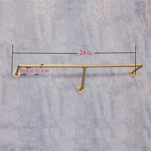Industrial Retro Wall Mounted Pipe Shelf Bathroom Hanging Towel Rack,Metal Bedroom Clothing Rod Garment Rack,Display Stand (One Pipe Shelves, Gold, 24" L x 11.8" D) in Saudi Arabia