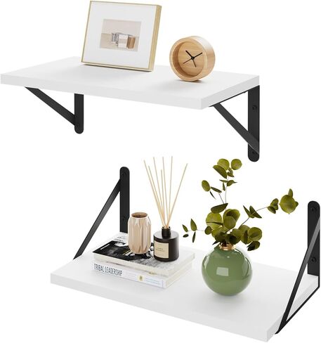 IBUYKE Deep Floating Shelves for Wall,8 Inch Deep Floating Shelves Set of 2,16W x 8D Wood Wall Shelf,Wide Floating Bookshelf for Living Room, Kitchen, Office TFS002R-2 in Kuwait