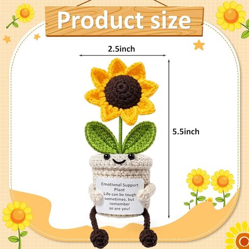 Emotional Support Plush Plant Crochet Sunflower Get Well Gifts for Women Mothers Day Mom Gifts for Mom from Daughter Son in Kuwait
