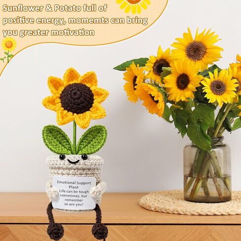 Emotional Support Plush Plant Crochet Sunflower Get Well Gifts for Women Mothers Day Mom Gifts for Mom from Daughter Son in Kuwait