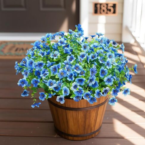 Artificial Outdoor Flowers UV Resistant Fake Plants Greenery 12 Bundles Faux Silk Daisy with Eucalyptus Leaves Spring Easter Outdoor Decor for Porch Patio Yard Garden Farmhouse, Violet Purple in Saudi Arabia