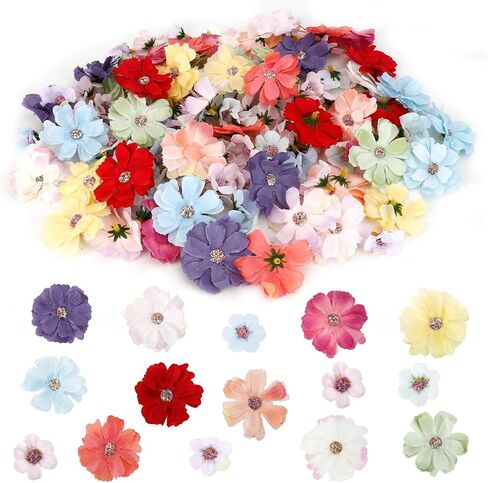 رؤوس زهور صناعية 150 قطعة من الزهور للحرف اليدوية، قبعة التخرج، رؤوس زهور اصطناعية صغيرة، رؤوس زهور صناعية من الحرير السائب، زهور الفاوانيا المزيفة، قبعة التخرج، DIY، إكليل الزفاف، ديكور ملون in Kuwait