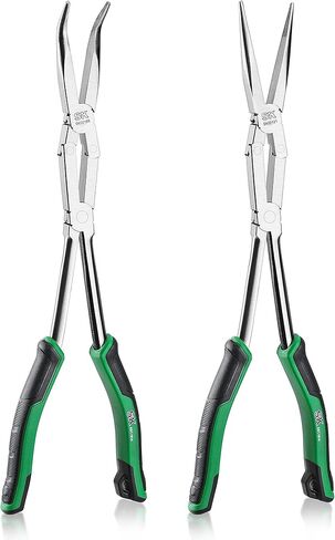 SK 2-Piece Double Compound Long Reach Pliers Set, 13-Inch Straight Long Nose Pliers, 45° Bent Nose, with Comfort Grips, Premium CR-V Steel Construction in Kuwait