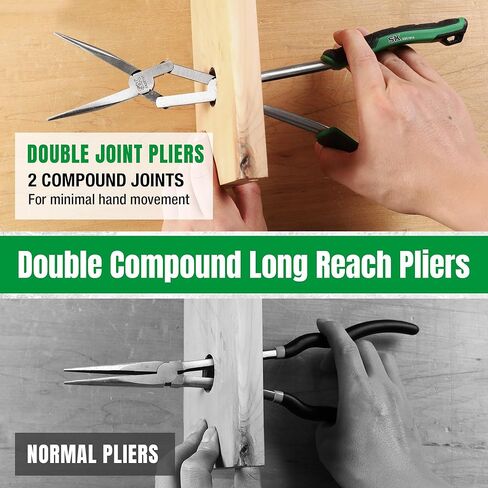 SK 2-Piece Double Compound Long Reach Pliers Set, 13-Inch Straight Long Nose Pliers, 45° Bent Nose, with Comfort Grips, Premium CR-V Steel Construction in Kuwait