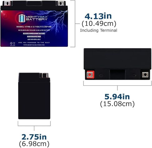 Mighty Max Battery YT9B-4 12V, 8Ah, AGM, Replacement Battery Compatible with GS GT9B-4 in Saudi Arabia