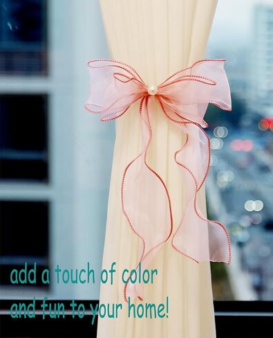 Elegant Bow Curtain Tiebacks, 6-Pack Satin Ribbon with Clip for Sheer Curtains, Decorative Butterfly Knot Window Holders, No-Tie Convenience & Easy Storage, Luxury Lace Trim Design in Kuwait