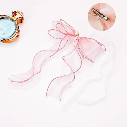 Elegant Bow Curtain Tiebacks, 6-Pack Satin Ribbon with Clip for Sheer Curtains, Decorative Butterfly Knot Window Holders, No-Tie Convenience & Easy Storage, Luxury Lace Trim Design in Kuwait