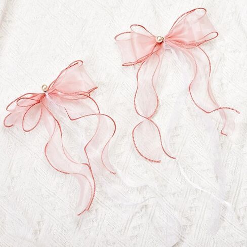 Elegant Bow Curtain Tiebacks, 6-Pack Satin Ribbon with Clip for Sheer Curtains, Decorative Butterfly Knot Window Holders, No-Tie Convenience & Easy Storage, Luxury Lace Trim Design in Kuwait