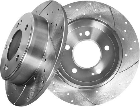 PM Auto Rear 262mm Drilled Slotted Brake Disc Rotors Compatible With 2014-2016 KIA Forte Koup in Saudi Arabia