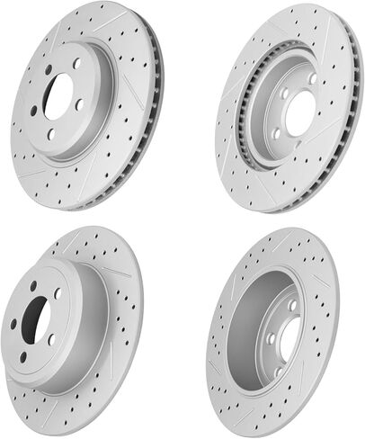 Front & Rear Drilled Slotted Brake Disc Rotors Fit for Chrysler 300 2005-2021, Dodge Charger 2006-2020, Challenger 2009 2010 2011 2012 2013 2014 2015 2016 2017 2018 2019 2020 2021, Magnum 2005-2008 in Kuwait