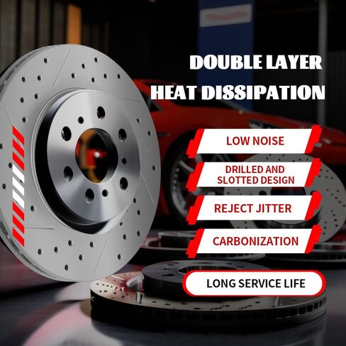 Front & Rear Drilled Slotted Brake Disc Rotors Fit for Chrysler 300 2005-2021, Dodge Charger 2006-2020, Challenger 2009 2010 2011 2012 2013 2014 2015 2016 2017 2018 2019 2020 2021, Magnum 2005-2008 in Kuwait