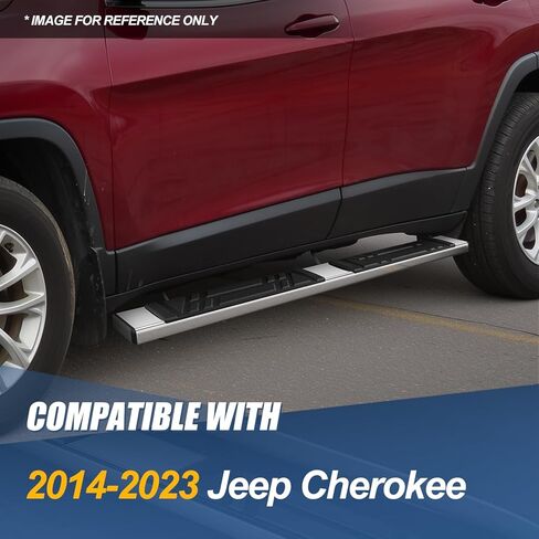 Auto Dynasty Running Boards Compatible with 2014-2023 Jeep Cherokee, Stainless Steel Side Step Rail Nerf Bars, 6.5" x 69" Step Bars, Polished Chrome in Saudi Arabia