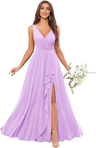 Bridesmaid Gown with Pockets for Wedding Back Lace-up V-Neck A-Line Wedding Guest Dress for Women in Saudi Arabia
