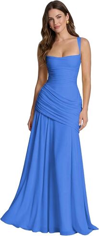Spaghetti Straps Chiffon Bridesmaid Dresses for Women A Line Long Prom Dresses 2026 Pleated Formal Evening Gown in Saudi Arabia