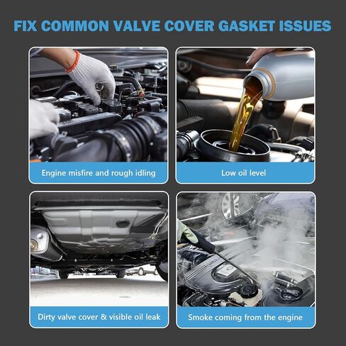Engine Valve Cover Gasket Set Compatible with Hyundai Accent Replacement for Kia Rio Rio5 2006 2007 2008 2009 2010 2011 L4 1.8L 2.0L Replace VS50705R in Kuwait