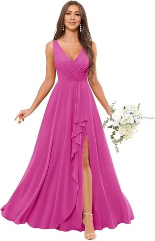 Bridesmaid Gown with Pockets for Wedding Back Lace-up V-Neck A-Line Wedding Guest Dress for Women in Saudi Arabia