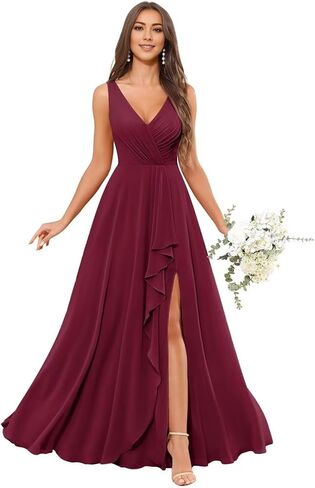 Bridesmaid Gown with Pockets for Wedding Back Lace-up V-Neck A-Line Wedding Guest Dress for Women in Saudi Arabia