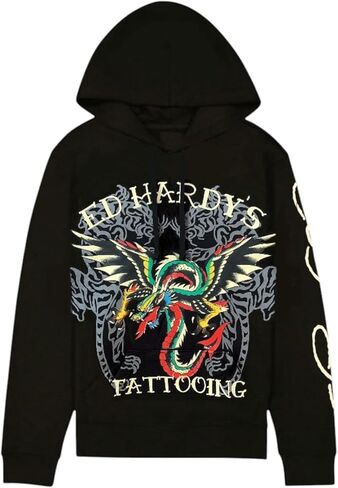 ED HARDY Men's Black Hoodie EHMR1300-25 in Kuwait