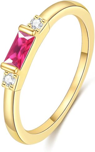 TOBENY Gold Birthstone Rings for Women 14K Gold Plated Non Tarnish Stackable Rings Dainty Emerald Green Gemstone Cubic Zirconia Engagement Wedding Ring for Birthday Jewelry Gifts Size 6-10 in Kuwait