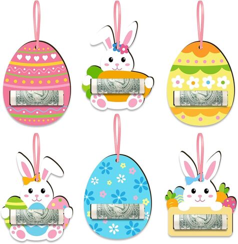 Easter Money Holder Cards Set of 6 Easter Eggs Bunnies Money Holder Cards for Easter Basket Tag Gift Card Money Gifts Easter Decor Ideas in Kuwait