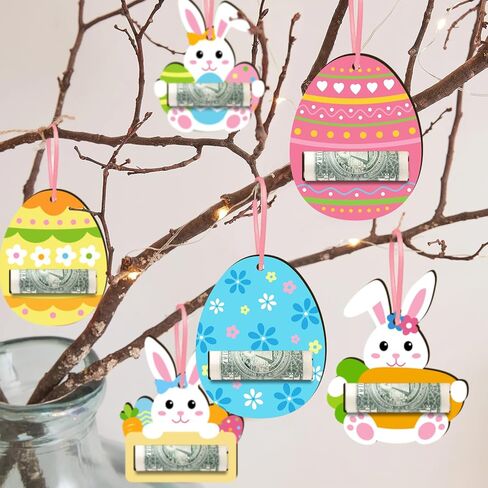 Easter Money Holder Cards Set of 6 Easter Eggs Bunnies Money Holder Cards for Easter Basket Tag Gift Card Money Gifts Easter Decor Ideas in Kuwait