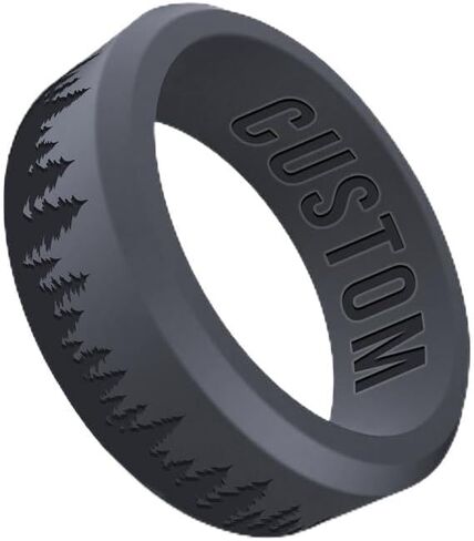 Personalized Forest Tree Rings Beveled Silicone Ring, Nature Silicone Band, Hiking Band in Saudi Arabia