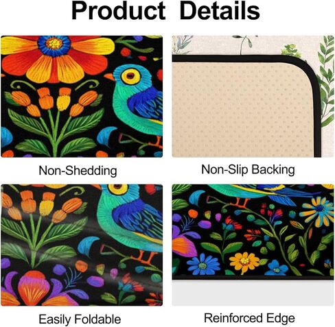 سجاد عداء الزهور المكسيكية للممر، سجاد مطبخ قابل للغسل، سجادة سوداء مزخرفة غير قابلة للانزلاق مقاس 2 × 6 بوصة، سجادة فنية لغرف النوم وغرف المعيشة وغرف الغسيل والحمامات والإقامة المنزلية in Kuwait