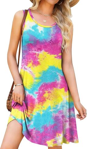 WEACZZY Women Summer Casual Swing T Shirt Dresses Beach Cover up Loose Dress in Kuwait