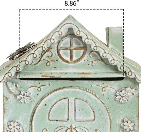 Wall Mount Mailbox for House Outside Vintage Rustic Decorative Box,House Shaped Mailbox Storage Box with Retro Post Design,Farmhouse Decorative Organizer for Home,Office,Porch(Green) in Saudi Arabia