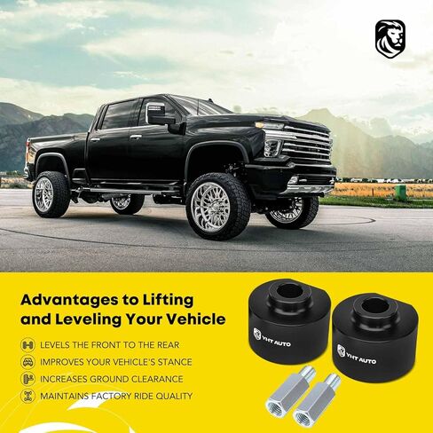 YHTAUTO 3 inch Front Leveling Lift Kit Compatible with Ford F-150 1981-1996, F-250/F-350 Super Duty 1999-2021, Excursion 2000-2005, Aluminum Coil Spring Spacers w/ 3/4-10 Studs w/Hardware Kit Set of 2 in Saudi Arabia