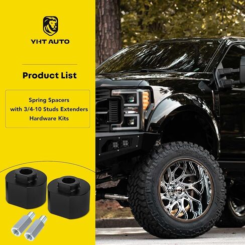 YHTAUTO 3 inch Front Leveling Lift Kit Compatible with Ford F-150 1981-1996, F-250/F-350 Super Duty 1999-2021, Excursion 2000-2005, Aluminum Coil Spring Spacers w/ 3/4-10 Studs w/Hardware Kit Set of 2 in Saudi Arabia