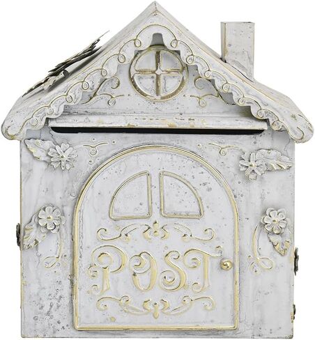 Wall Mount Mailbox for House Outside Vintage Rustic Decorative Box,House Shaped Mailbox Storage Box with Retro Post Design,Farmhouse Decorative Organizer for Home,Office,Porch(Green) in Saudi Arabia