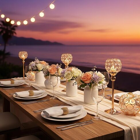 Patelai Gold Crystal Metal Candle Holders Set Include 6 Pcs 13 Inch Tall Gold Crystal Pillar Candlesticks and 6 Pcs Bowl Tealight Candle Holders for Wedding Party Table Centerpieces Home Decor Gift in Saudi Arabia