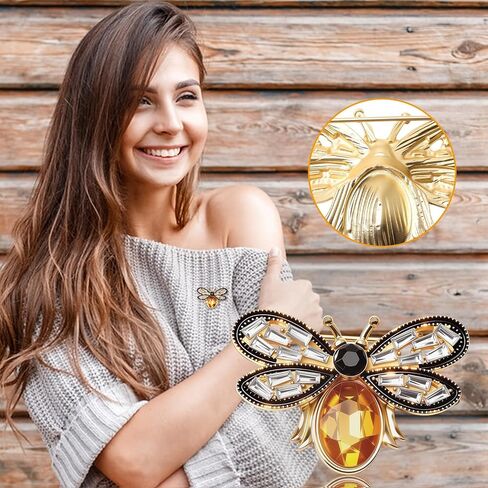 3 Pcs Bee Brooch Pin, Vintage Rhinestone Crystal Bumble Bee Jewelry Lapel Pin, Stylish Insect Themed Accessory for Women Men Party Dating Daily (1.54 x 1 inch) in Saudi Arabia