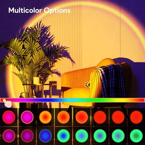 Sunset Lamp Projection Led Lights with Remote, 16 Colors Night Light 360° Rotation Rainbow 4 Modes Setting for Photography/Selfie/Party/Home/Living Room/Bedroom Decor, Gifts Women in Kuwait